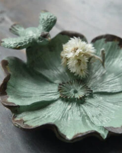 Bloemvorm Antiek Turkoois Schaaltje Met Vogeltje -Mode-Woondecoratiewinkel bloemvorm antiek turkoois schaaltje met vogeltje 5