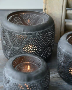 Bol Windlicht Met Golvend Rond Gaatjes Patroon, Groot -Mode-Woondecoratiewinkel bol windlicht met golvend rond gaatjes patroon groot 6