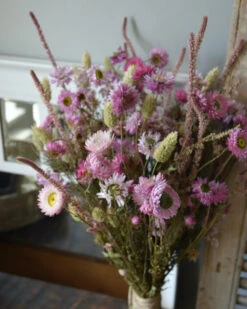 Fijn Droogbloemen Veld Boeket In Het Roze -Mode-Woondecoratiewinkel fijn droogbloemen veld boeket in het roze 4