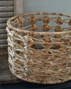 Handgemaakte Mand Met Cirkel Patroon, Groot 5 Handgemaakte Mand Met Cirkel Patroon, Groot -Mode-Woondecoratiewinkel handgemaakte mand met cirkel patroon groot 3