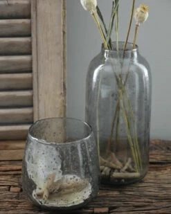 Hoge Vaas Met Bubbels, Zilvermetaal En Grijze Gloed -Mode-Woondecoratiewinkel hoge vaas met bubbels metaal en grijze gloed 6