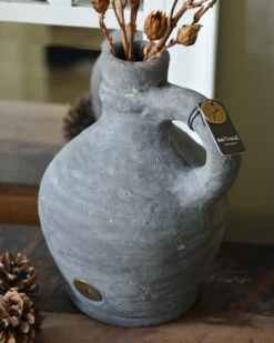 Kruik Kannetje Met Oor In Vintage Grijs Groot, Brynxz