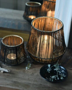 Metalen Draad Windlicht Zwart Goud Groot -Mode-Woondecoratiewinkel metalen draad windlicht zwart goud groot 6