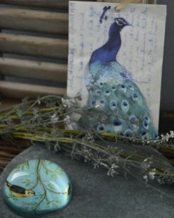 Presse Papier Met Vogels Op Tak In Pastel Blauw -Mode-Woondecoratiewinkel presse papier met vogels op tak in pastel blauw 1