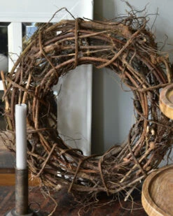 Takken Met Wortels Gevlochten Open Krans Naturel