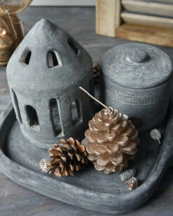 Theelicht Houder Huis Rond Vintage Grijs Groot, Brynxz -Mode-Woondecoratiewinkel theelicht houder huis rond vintage grijs groot brynxz 4