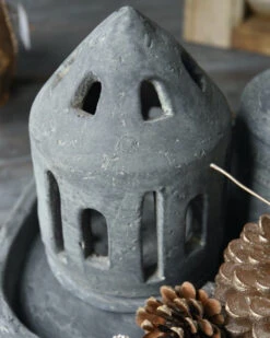 Theelicht Houder Huis Rond Vintage Grijs Groot, Brynxz -Mode-Woondecoratiewinkel theelicht houder huis rond vintage grijs groot brynxz 5