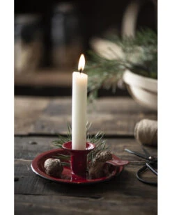 Tijdloze Rode Emaille Kandelaar, IB Laursen -Mode-Woondecoratiewinkel tijdloze rode emaille kandelaar 5