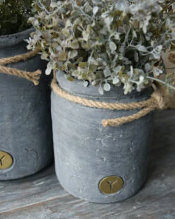 Vintage Grijze Pot Met Dik Touw Klein, Brynxz -Mode-Woondecoratiewinkel vintage grijze pot met dik touw klein brynxz 3