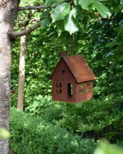 Vogel Voeder Huisje Van Roest Metaal Aan Ketting -Mode-Woondecoratiewinkel vogel voeder huisje van roest metaal aan ketting 3