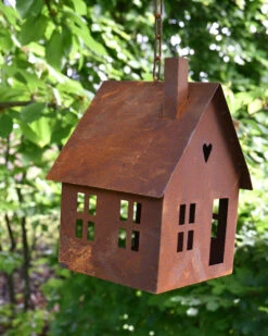 Vogel Voeder Huisje Van Roest Metaal Aan Ketting -Mode-Woondecoratiewinkel vogel voeder huisje van roest metaal aan ketting 4